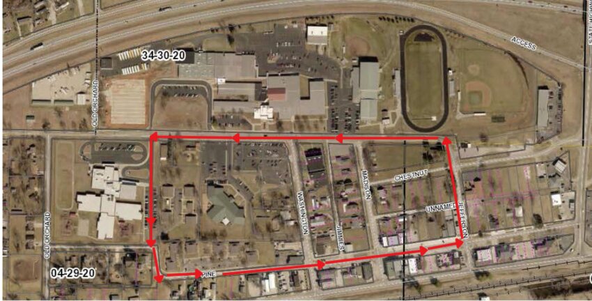 Those attending to watch the parade will want to arrive early and find a spot along the above pictured parade route. The parade will begin at 10 a.m..   Contributed photo by City of Strafford&nbsp;
