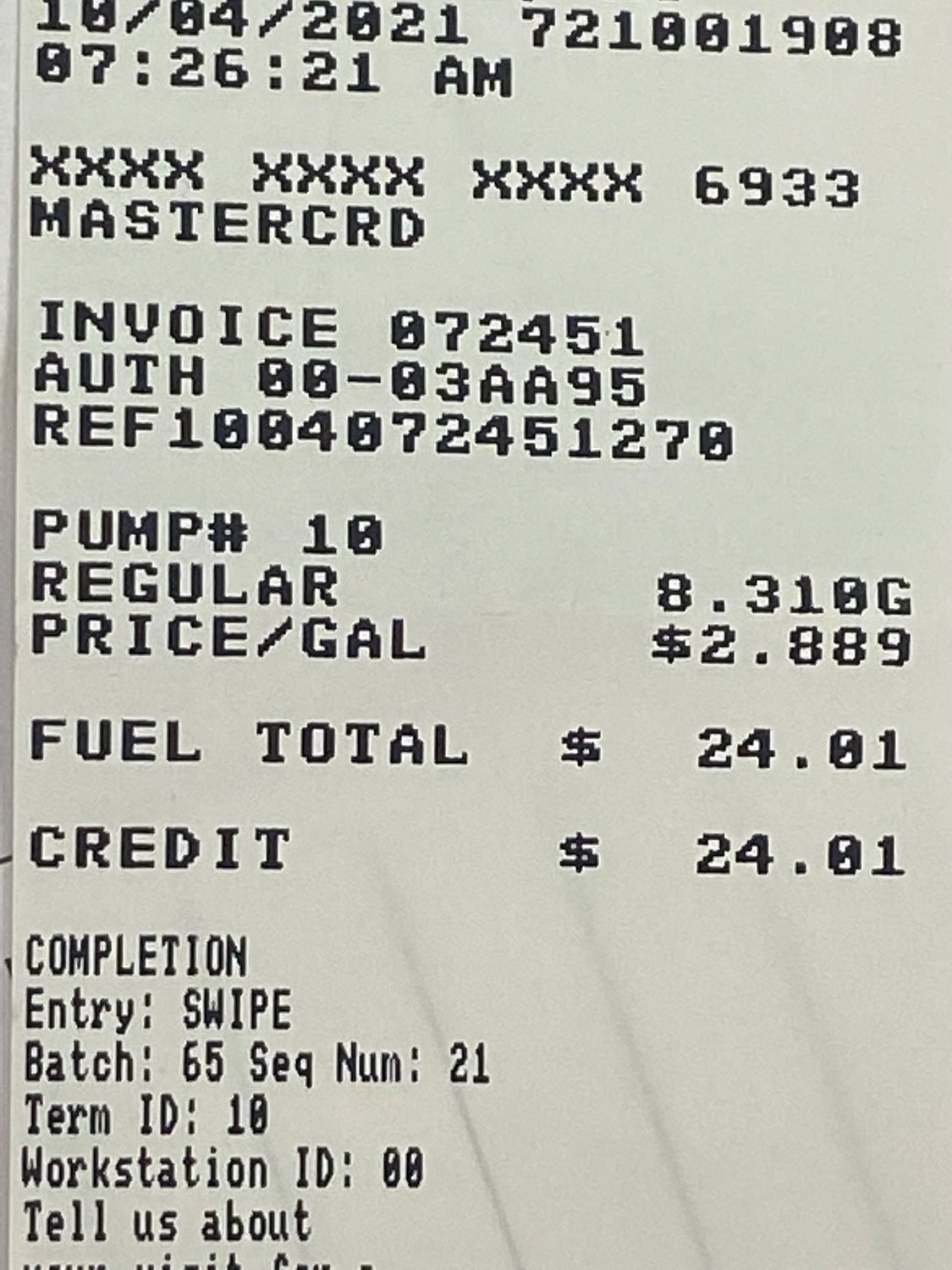 Never Received Gas Tax Refund