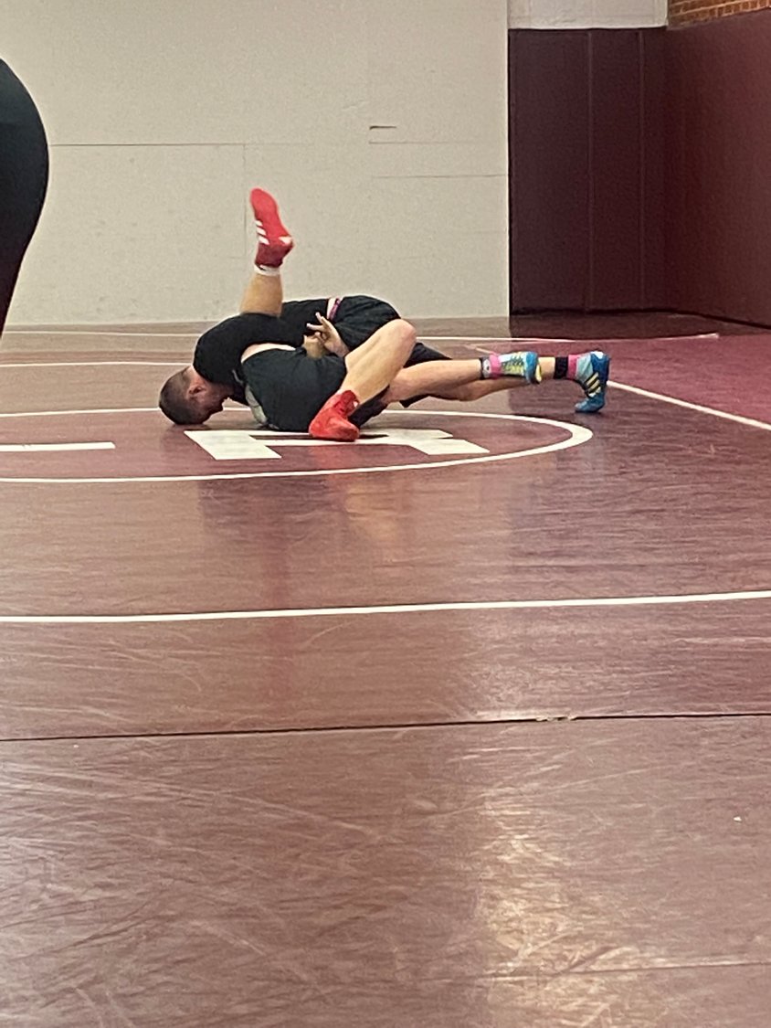 Wildcat Rylend Hacker taking the mat for practice on Nov. 12. Hacker will be wrestling at 182lbs, mentioning that one of his biggest strengths is his speed.