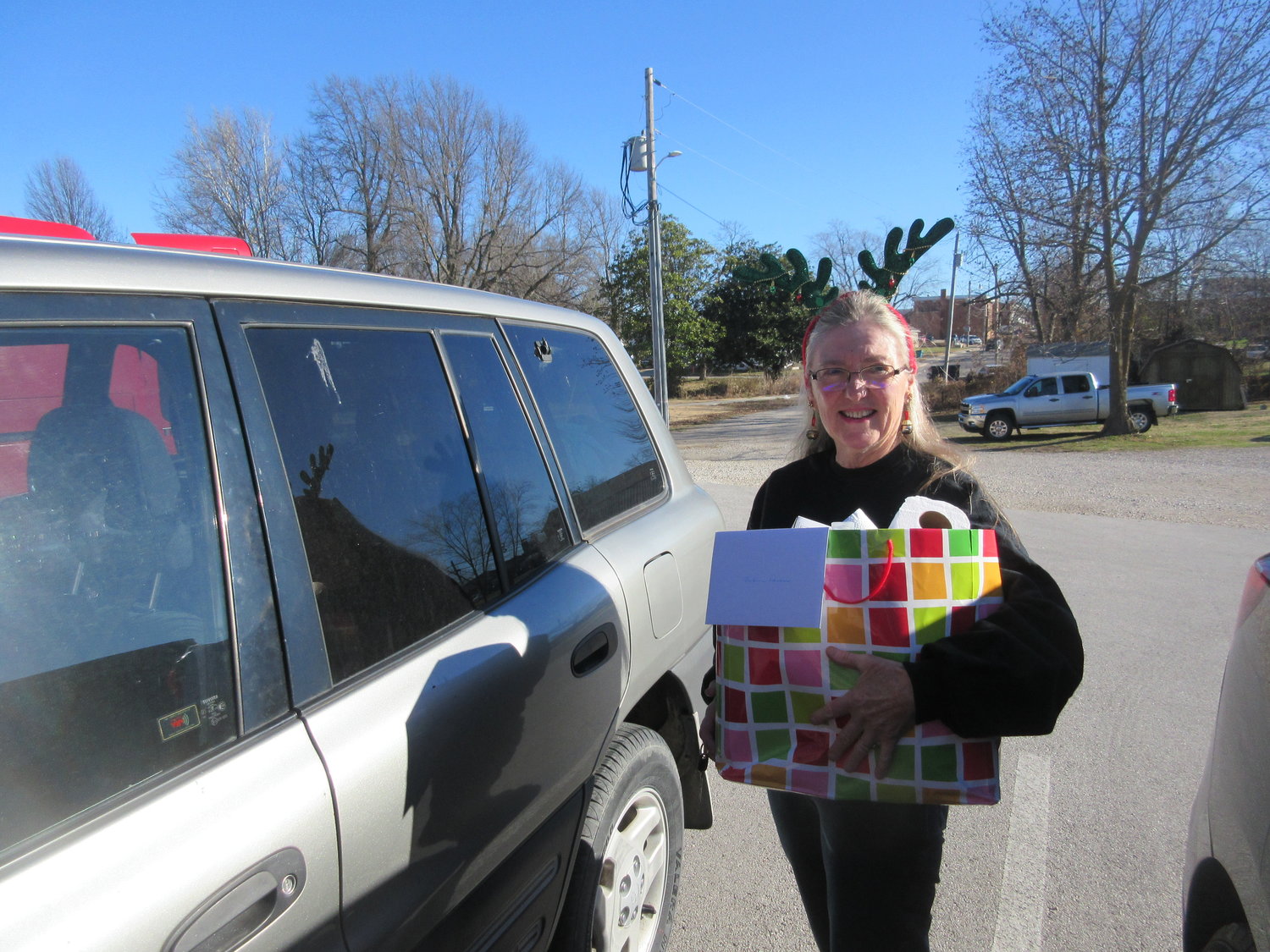Pam Casey delivers gift baskets to homebound seniors.