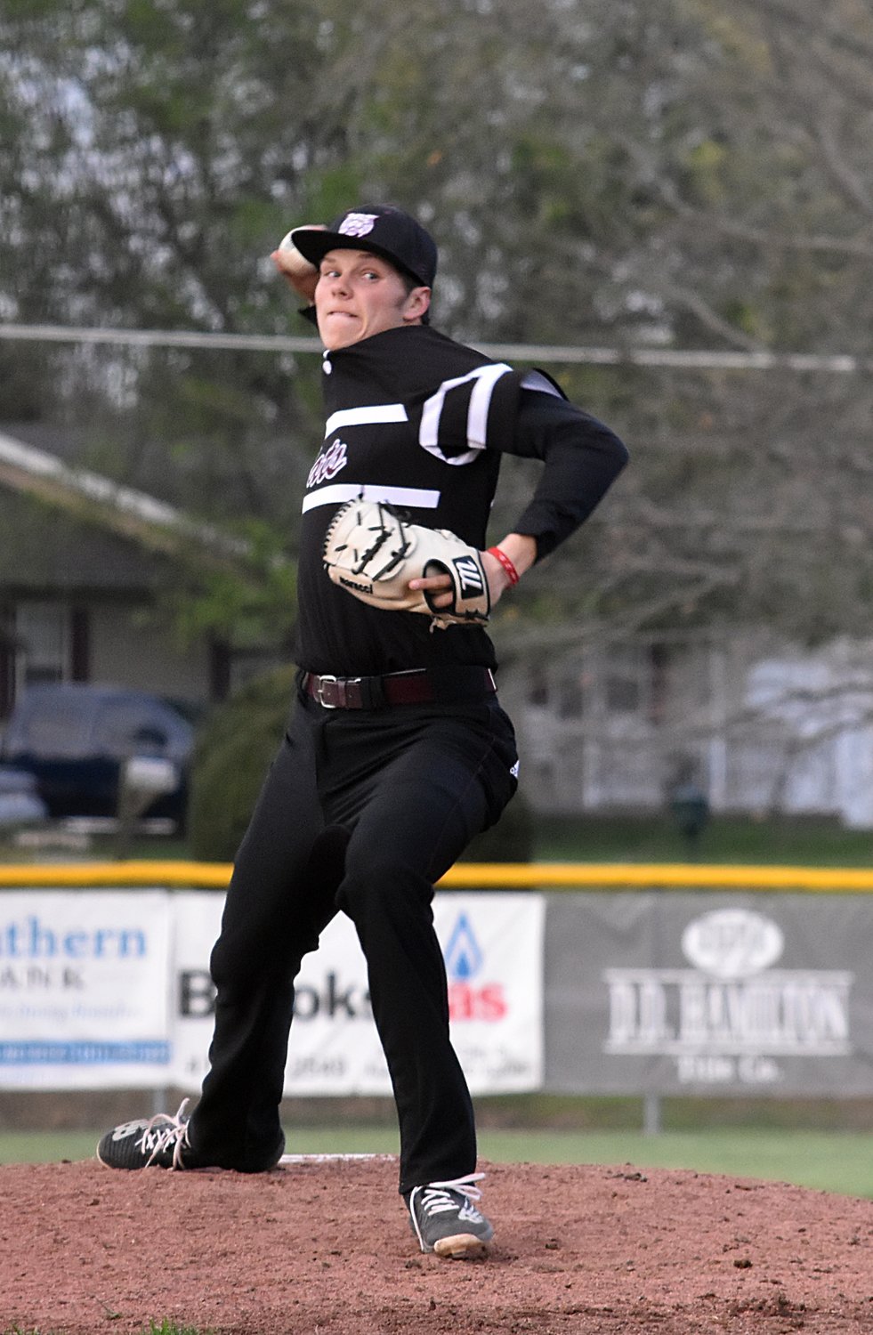 Wildcat senior Blythe Blakey kept Marshfield hitters on the rope Tuesday night, allowing only four base hits in six-plus shutout innings, while striking out nine Blue Jay hitters.