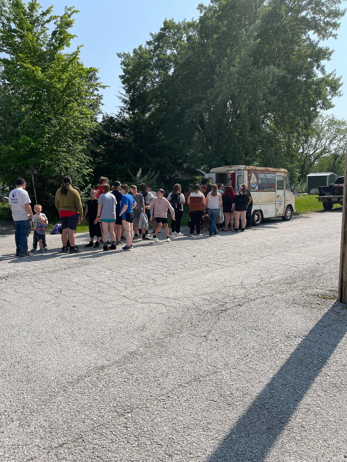 Cool treats for cool teachers. Niangua FBLA invited the Get Whipped truck to the Niangua school on Monday May 10. The FBLA purchased cool treats for all the staff at Niangua schools. The students and parents lined up to get their cool treat. Topic of conversation in line varied from which flavor everyone would choose to how many days are left of school. Mail photo by Amber Brand