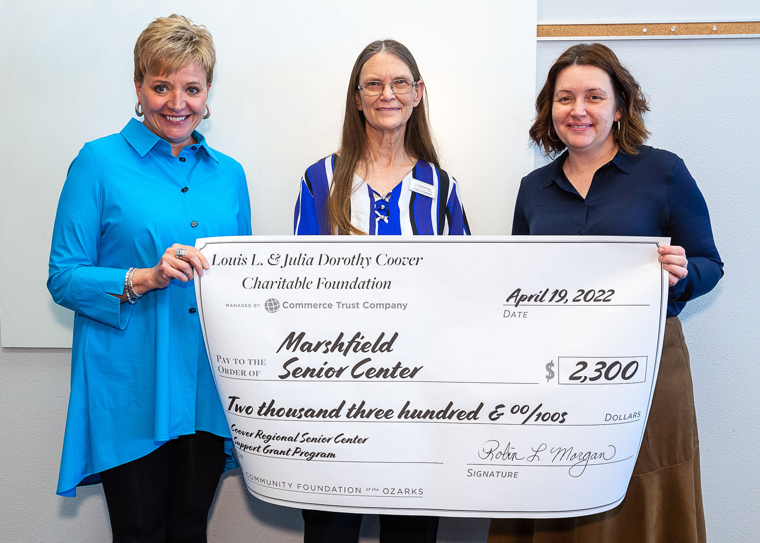 Jill Reynolds, Commerce Trust Company; Chris Parker, Marshfield Senior Center; and Bridget Dierks, Community Foundation of the Ozarks.