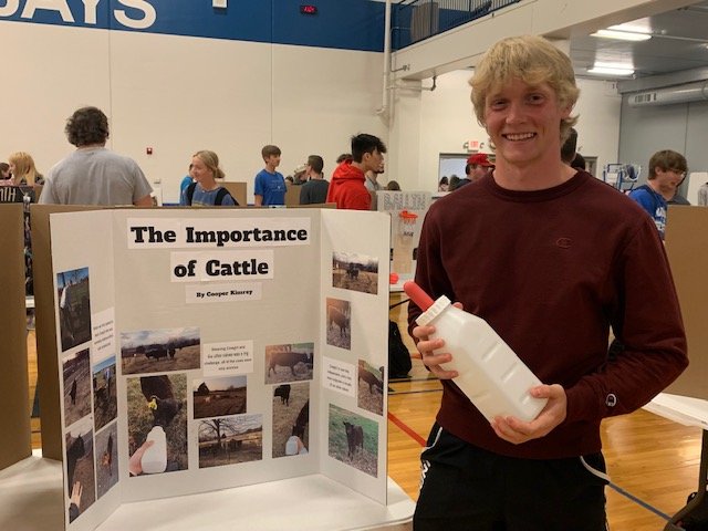 Seize the “moo-ment”! Cooper Kimrey’s senior project educated spectators on the importance of cattle.