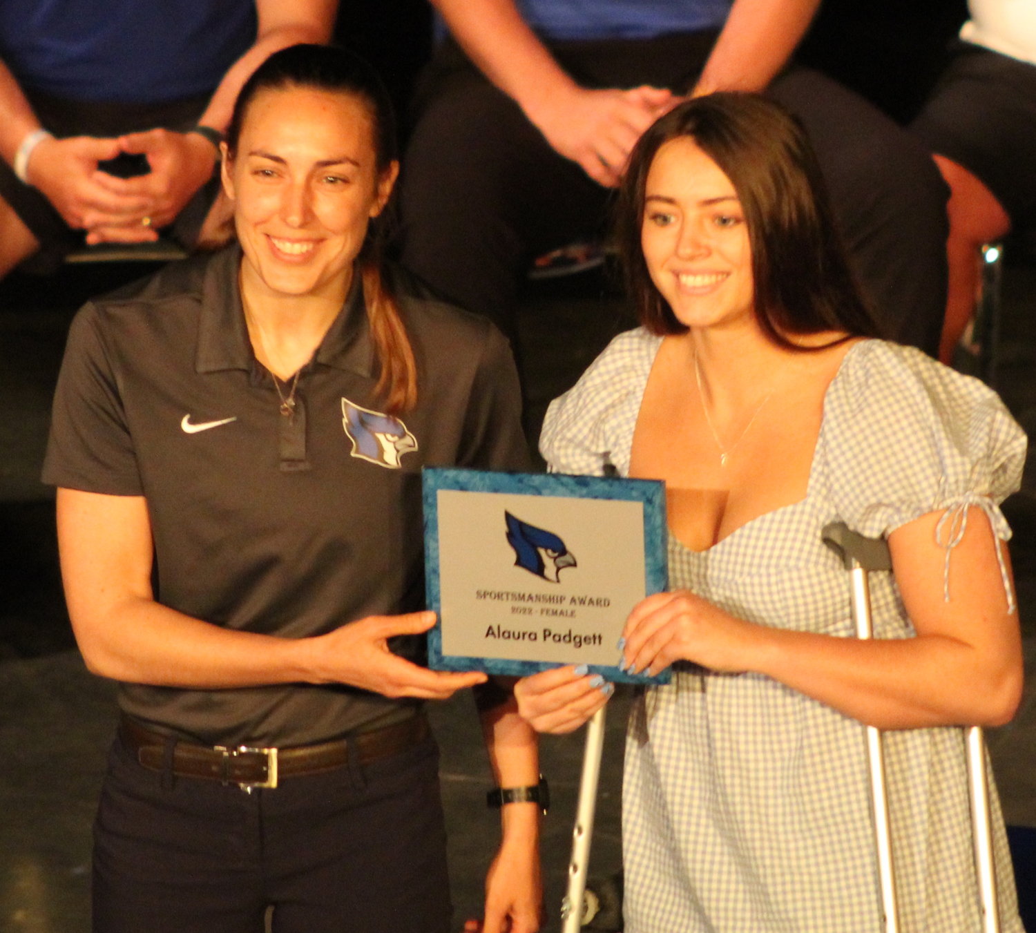 (Left to right) Katie Prichard and Sportsmanship Award recipient Alaura Padgett.