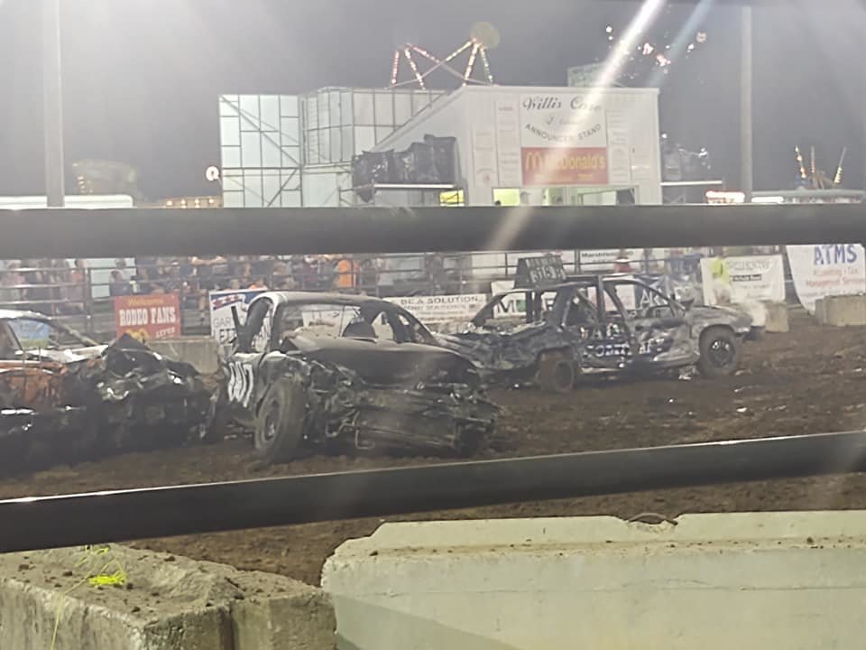 A pack of cars slam together in the 2018’s Demolition Derby.