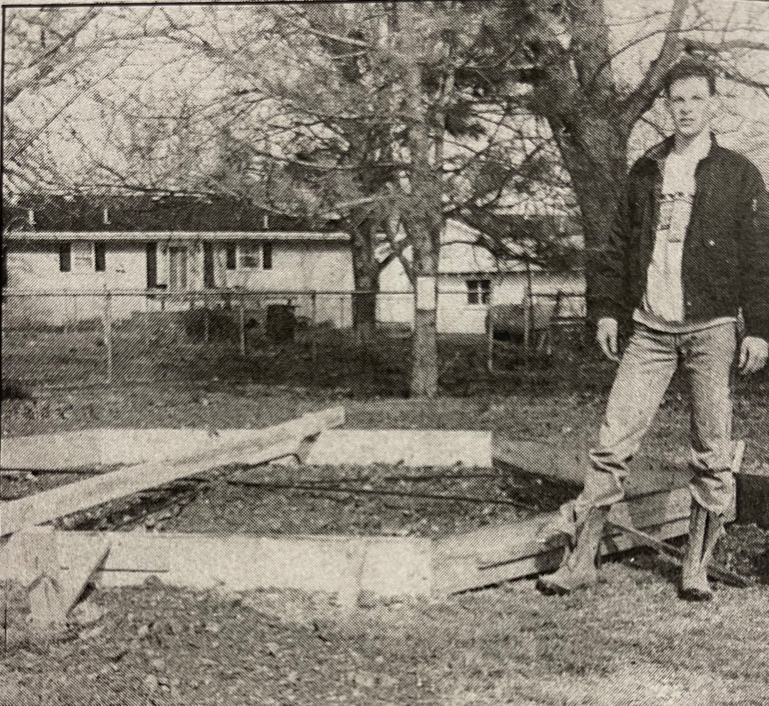 Photo from the Marshfield Mail’s original story on March 19, 1992. “Jim See stands with the framework of his gazebo he is building as part of his Eagle Scout work. The gazebo will be in the park on Clay Street. (Mail photo by Chris Wrinkle).