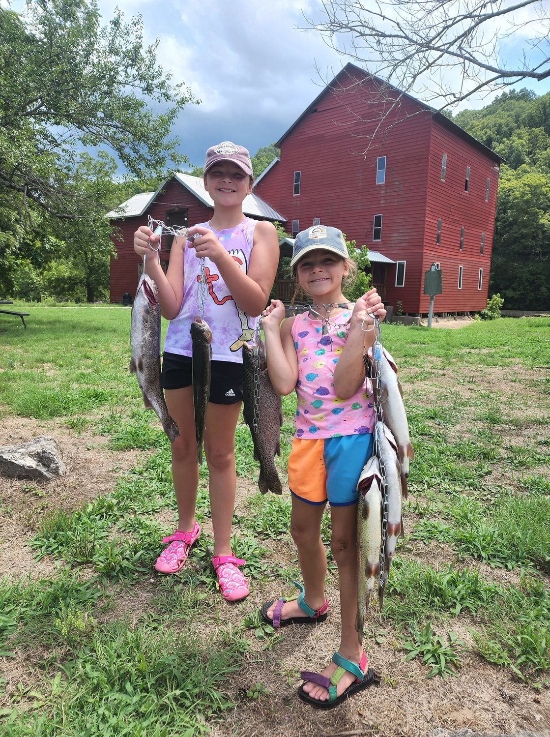 These two girls wet a line at Rockbridge and brought home a slew of fish for mom Katy Taylor to fry up.