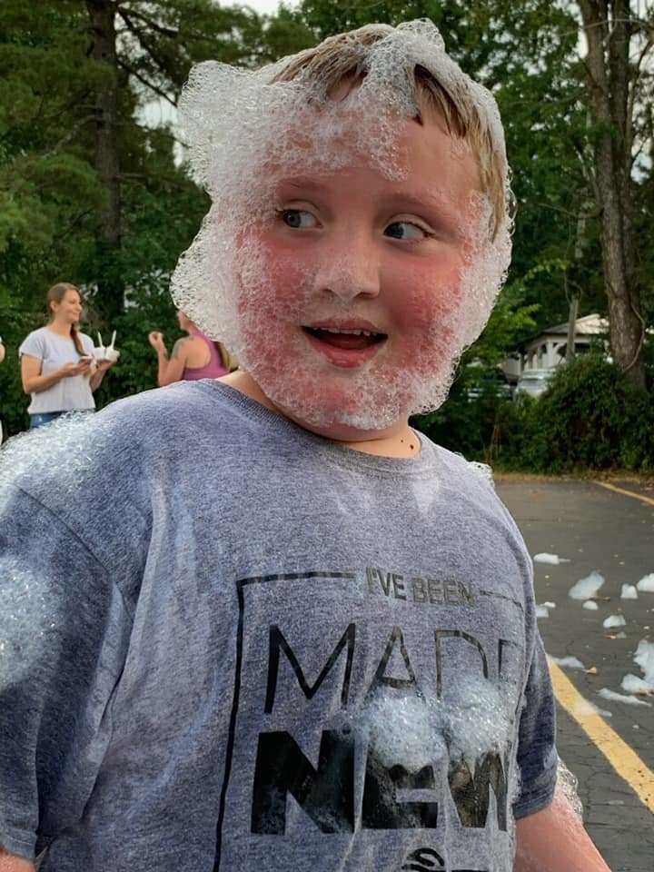 Silas Gann partied hard at the Four Rivers church Foam Party this summer.