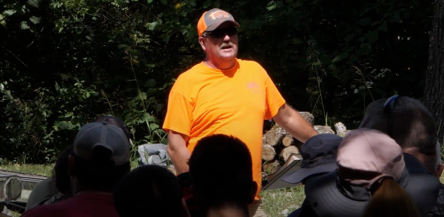 Gary Dedmon, Pastor of Diggins Baptist Church, is seen giving a message during last year's Outdoor Sportsman Event. Director for the Webster County Baptist Association Mitch Fisher says, "We really try to make it an inspiring and positive experience."