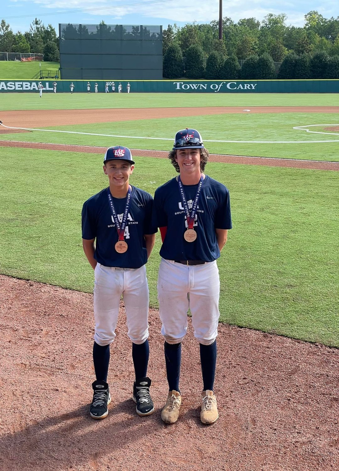 Congratulations! Pictured left to right, Hunter Fryman and Carson Adams make Marshfield and USA Baseball proud by bringing home bronze  during the 2022 USA Baseball NTIS. The two played in Cary, NC, in the home of USA Baseball.