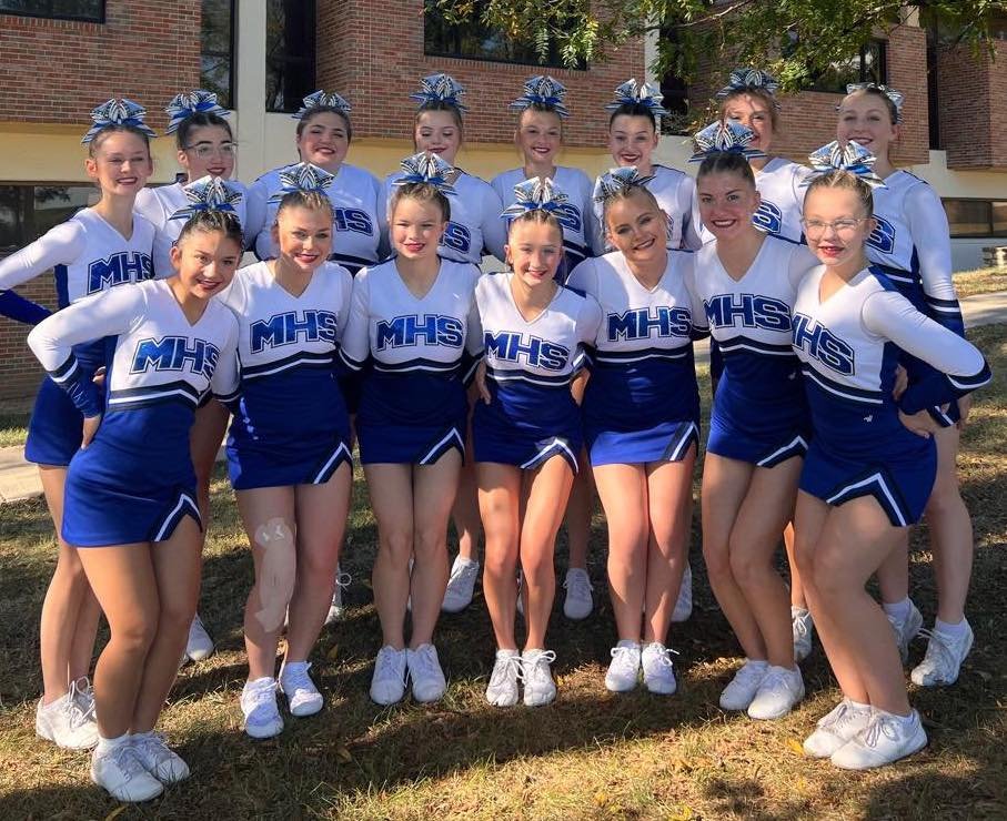 The squad will not have any competitions between now and state but will resume performances at football games and other school activities. “…We will try to go back to part of our original routine, but we’ll have to have more difficult stunts and more tumbling to get us ready to compete for state,” shared variety cheer head coach Cristy Steward.