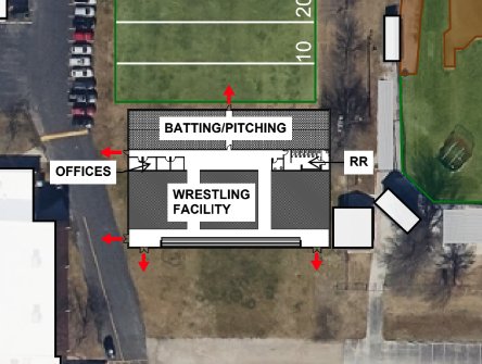 The fieldhouse would become the home of Marshfield’s wrestling program with part of the building blocked off for an indoor batting and pitching area for the baseball and softball programs. 