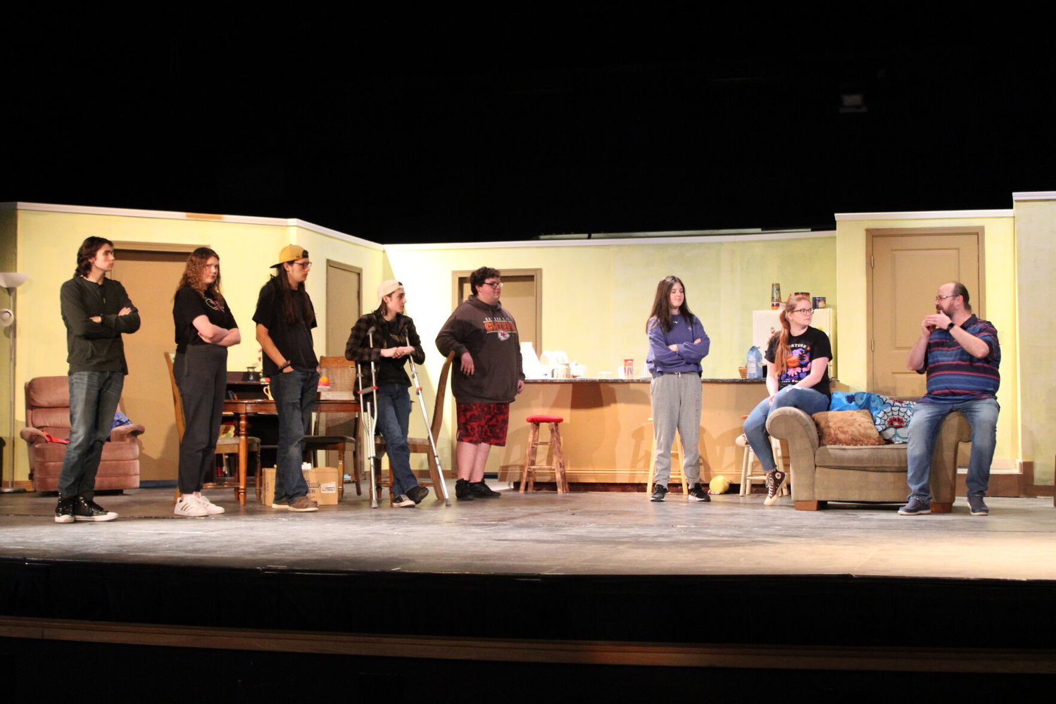 Pictured here is the cast as they go over notes taken during rehearsal.


Mail Photo by John "J.T." Jones