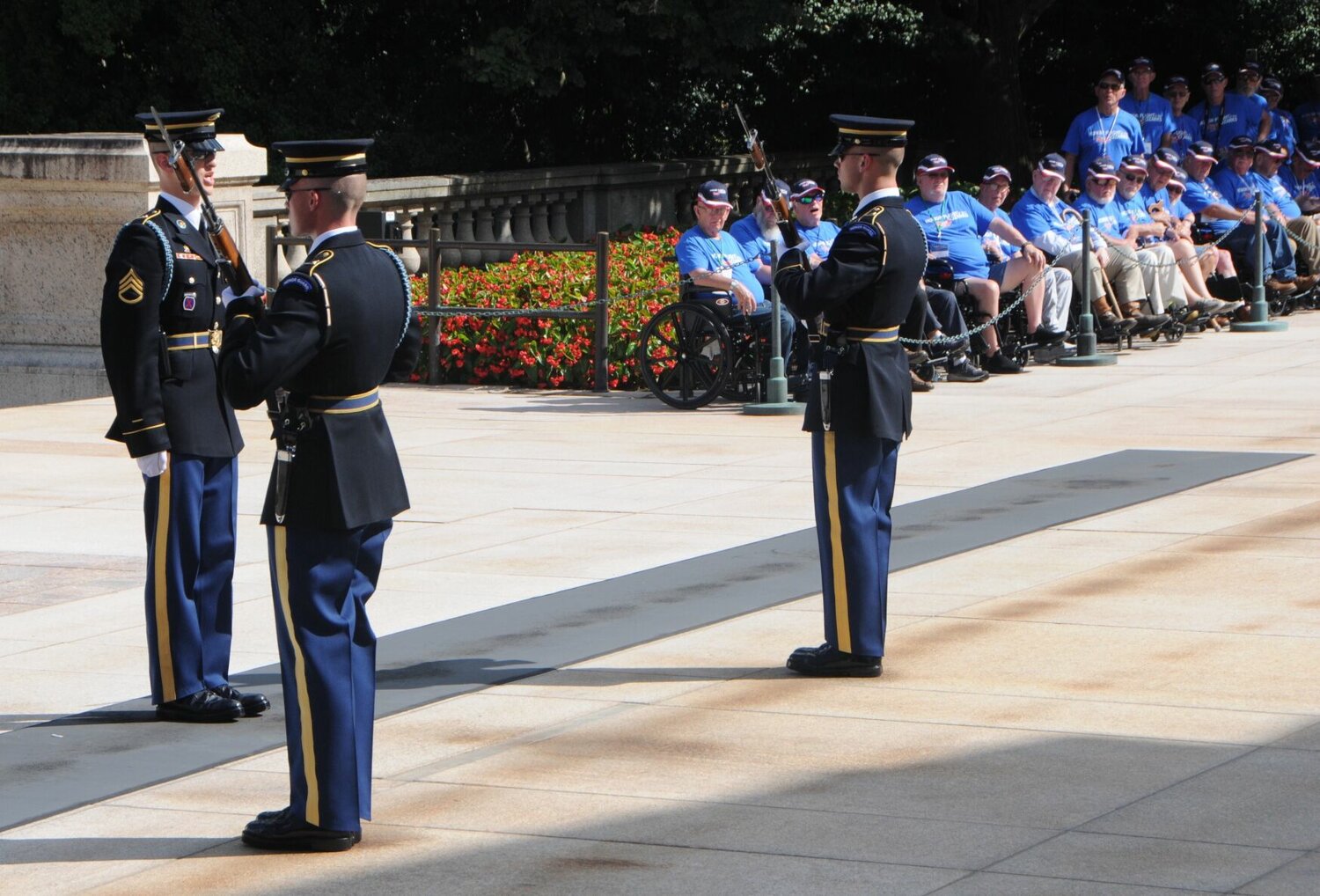 Part of the trip to D.C. provided by Honor Flight of the Ozarks includes watching the changing of the guard at the Tomb of the Unknown Soldier located in Arlington, Va.


Contributed Photos by Honor Flight of the Ozarks.