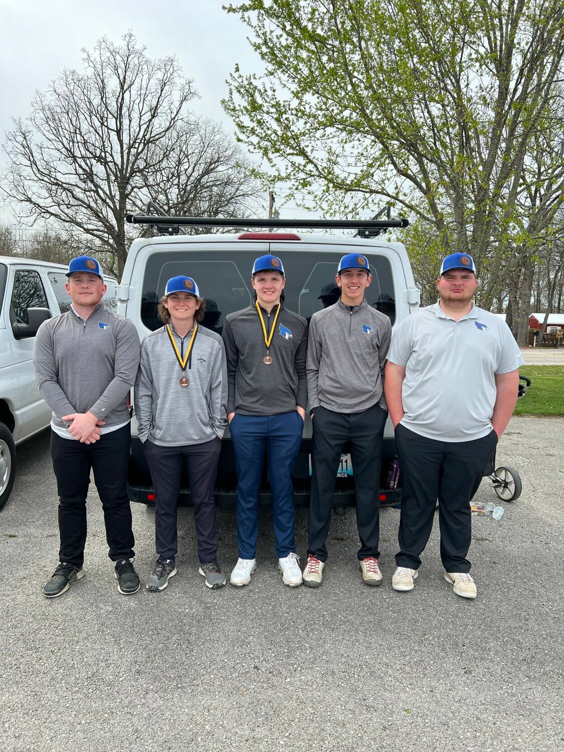 The Marshfield Boys' Golf team is pictured after placing second in the Cassville Invitation on April 6 and having two members earning individual medals.


Contributed Photo by Reggie Smith.