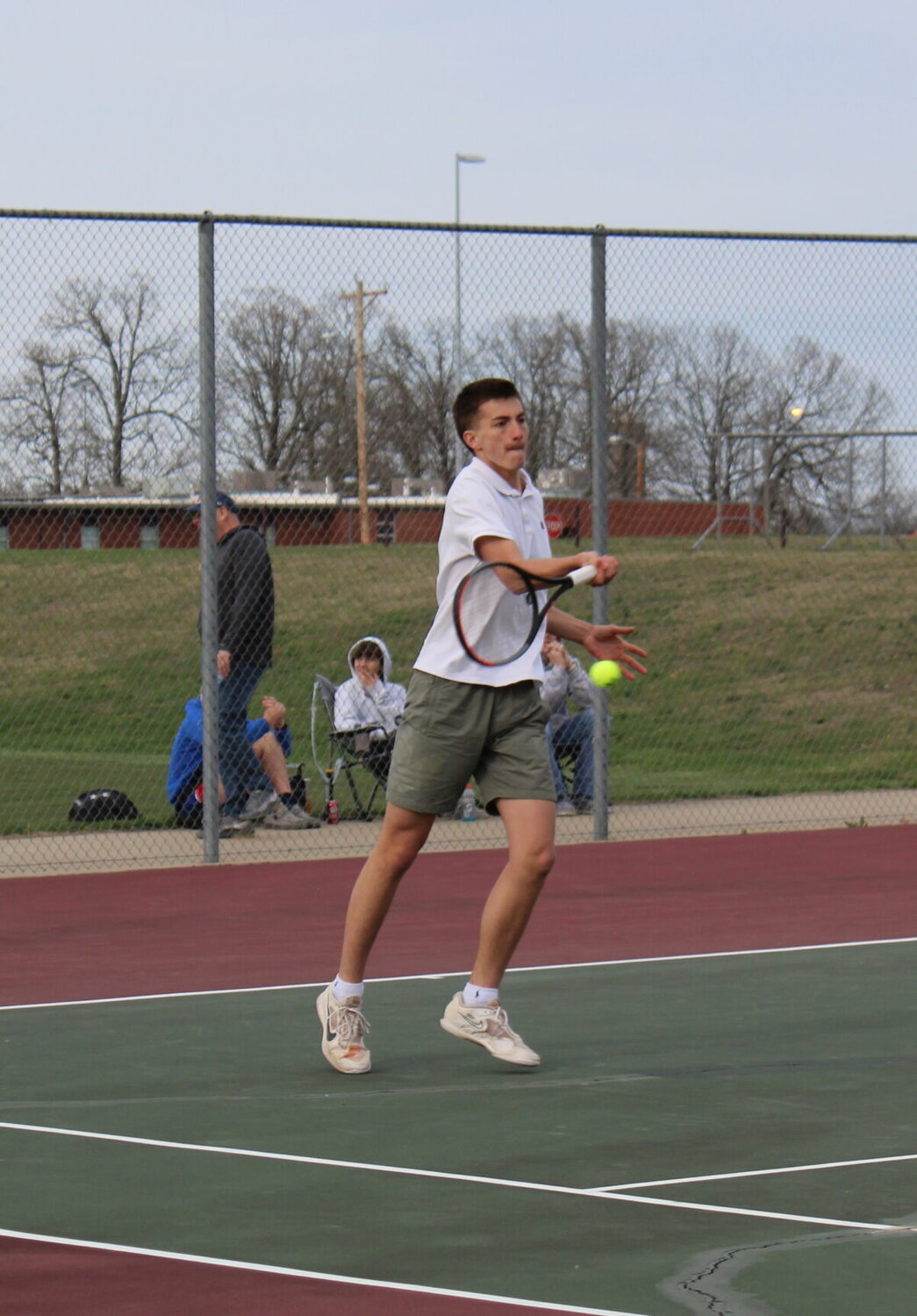 Pictured making a return and later on winning in his match is Senior Roni Yakolev.