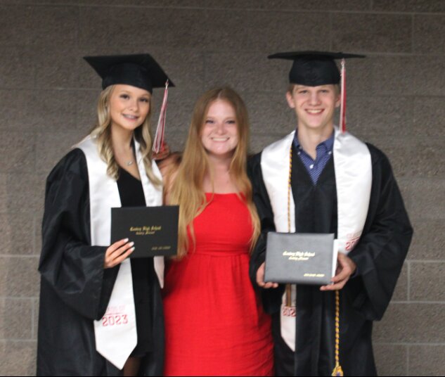 (Left to right) Reese, Shelby and Seth Atkison are pictured following the Conway High School commencement ceremony Saturday, May 20.