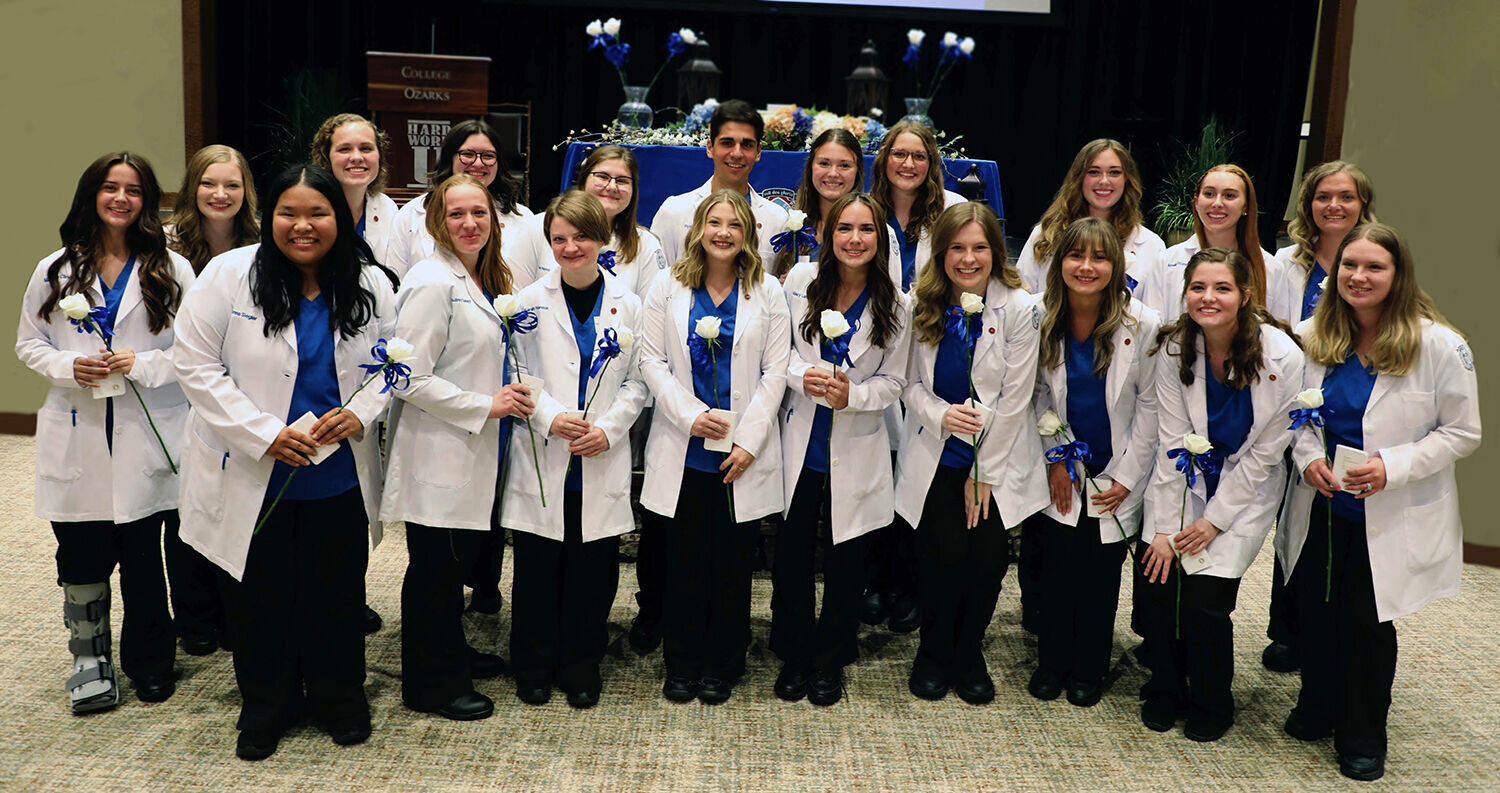 Pictured are the junior nursing majors who received their white coats at the College of the Ozarks 16th annual White Coat Ceremony on Tuesday, Aug. 29.


Contributed Photo