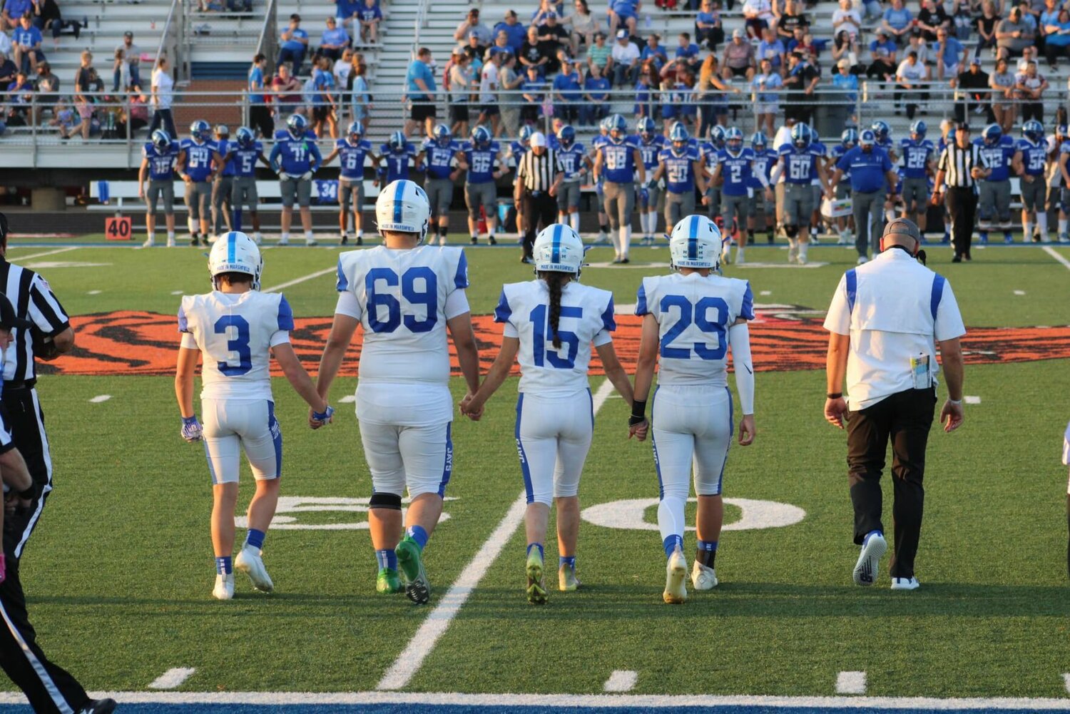 Captains for the Jays take the field on Sept. 9. 


L-R: Seniors Marcus Gritts, Anthony Medina, Calli Watson, and Caeden Swanner.