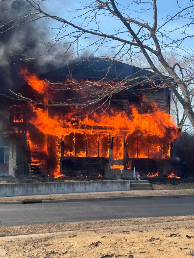 Minutes after the home started on fire.