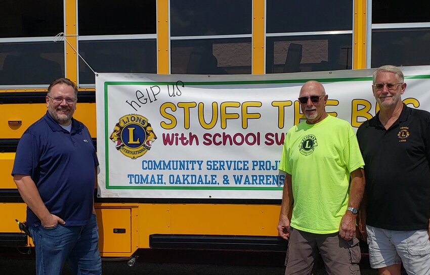 On the left is Walmart Manager - Dave Schoeberl, and Tomah Lions members Vern Nauman, and Pat Hart. They oversaw the successful &ldquo;Stuff the Bus&rdquo; operation this year. Pat Hart said that Downtown Thursday Nights was a major reason the project was able to find its traction.