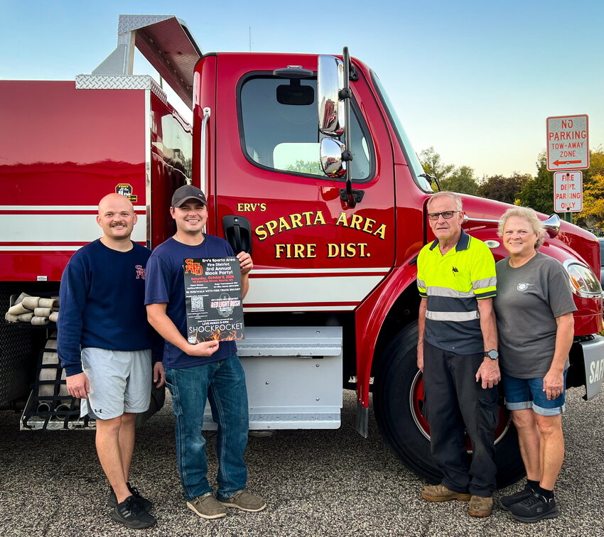 Sparta’s Arnold family has a 75(+) year legacy of firefighting and responding to our emergencies. Left to right: Robert and Steven (brothers), Mike and Monica Arnold (parents). Chief Mike Arnold says, “Steven and Robert grew up with firefighting. At 14 to 18-year-olds, as Firefighter Explorers, they were ready to ride along and help. Needless to say, I am very proud of them. Of course, my wife Monica is the glue that holds us all together.” The boys’ sister, Melissa (not pictured), is also a big part of the family tradition.