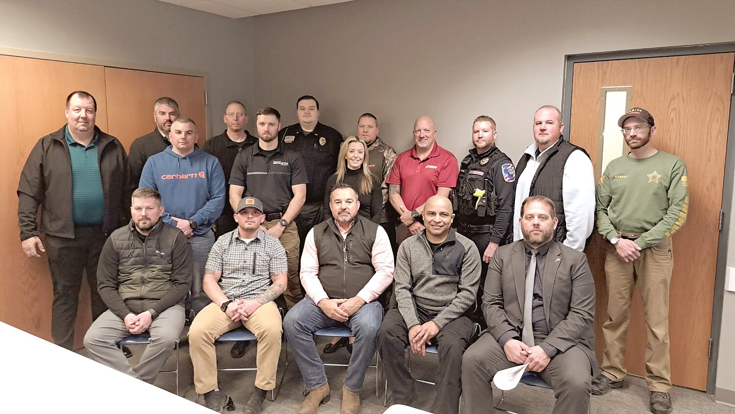 Investigative Coordinator for West Central Metropolitan Enforcement Group (WCMEG), Rob Walensky (Standing - far left), is pictured here with the dedicated law enforcers from the six counties that make up the WCMEG: La Crosse, Monroe, Vernon, Trempealeau, Jackson, and Crawford. Walensky answers to the WCMEG Board, which consists of the Sheriff's from the six counties mentioned. While not mandatory to join the WCMEG, great information is gleaned from sharing knowledge on criminal cases, between all police departments and Sheriff’s offices, regardless of size. Herald photo by Benny Mailman.