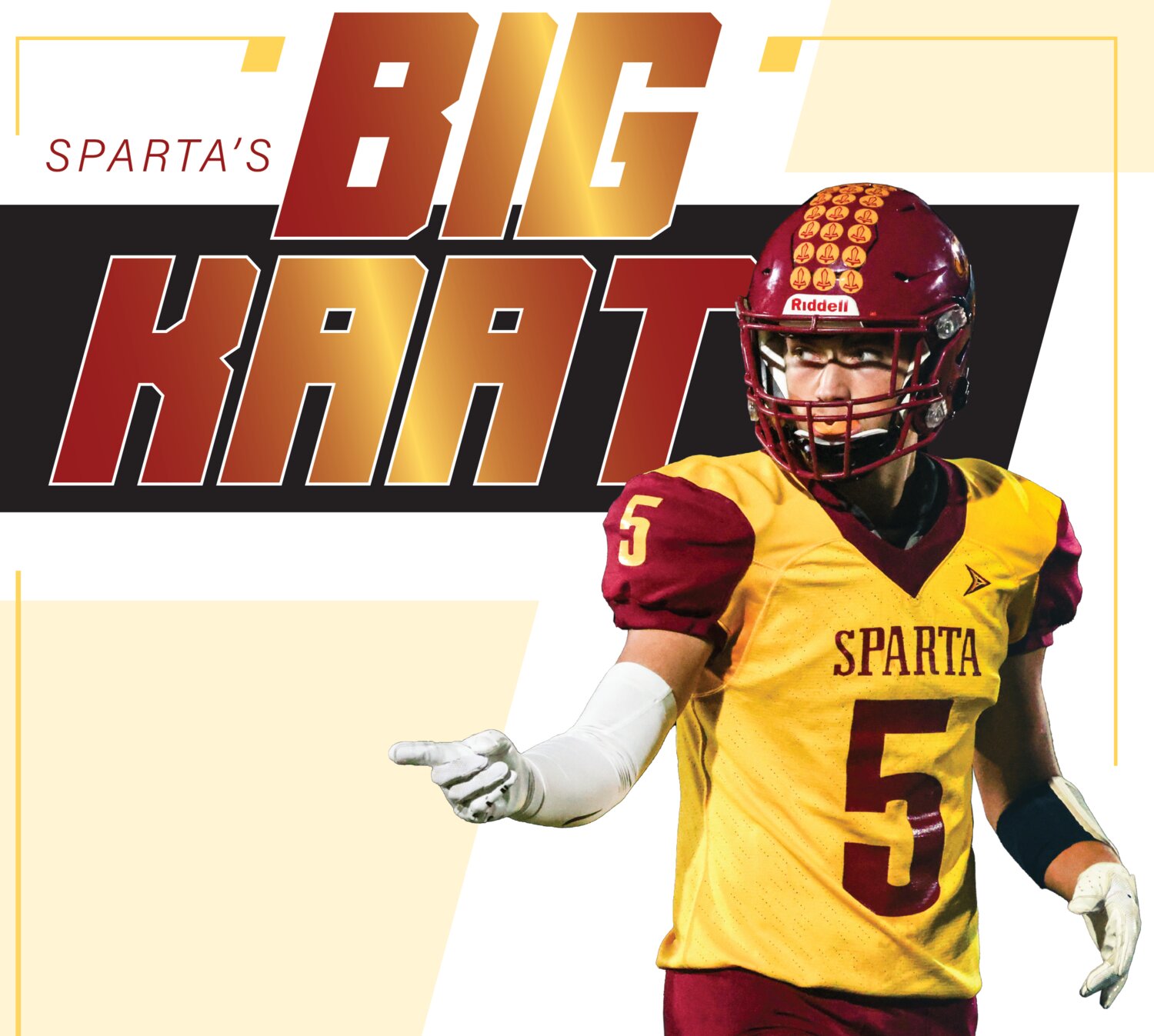 Sparta’s Kayden Kaat has improved his stock as a receiver throughout the
season, leading the Spartans in receptions and receiving touchdowns
heading into the final week of the season.