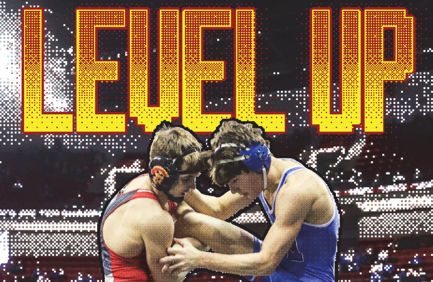 Sparta’s Devon Lietzau establishes a hold
against Merrill’s Remington Skic that led
to a single leg takedown during a 132
pound preliminary match at the WIAA state
tournament on Thursday, Feb. 27.