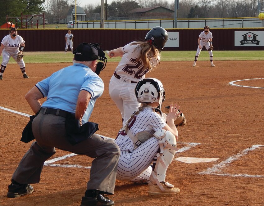 Macie Ramsey swings the bat against Lincoln Monday.