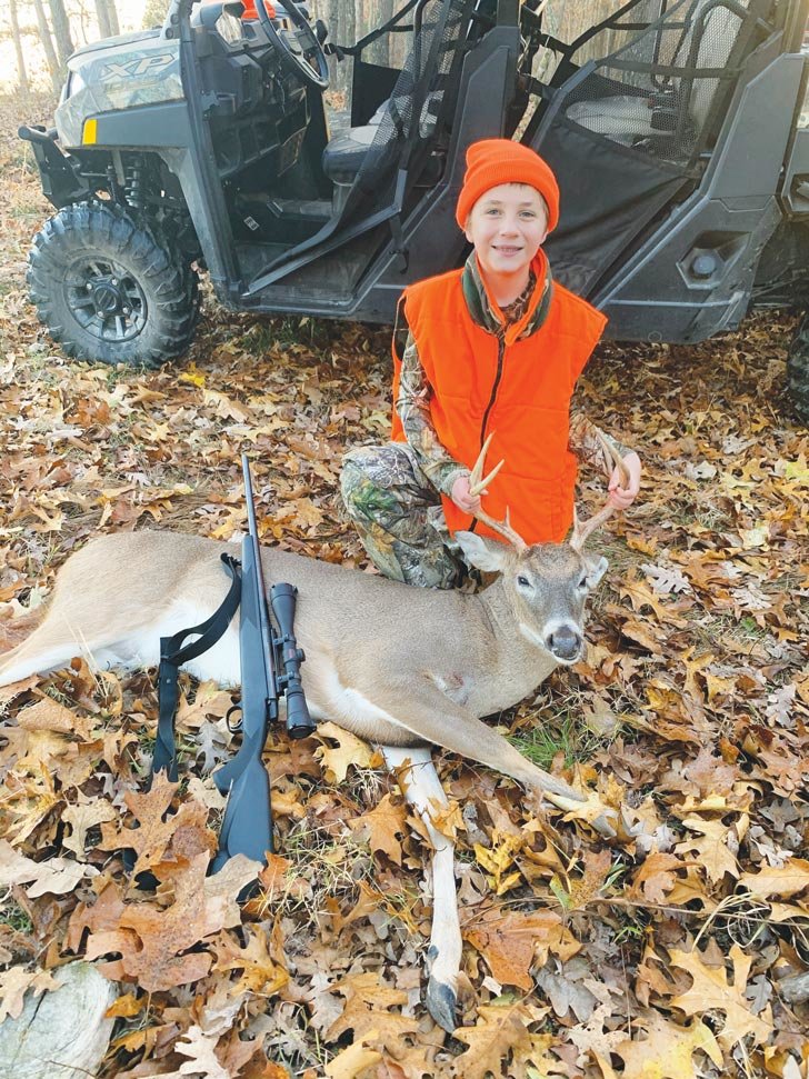 Kingston Cline, 9, killed his very first deer in Hindsville.