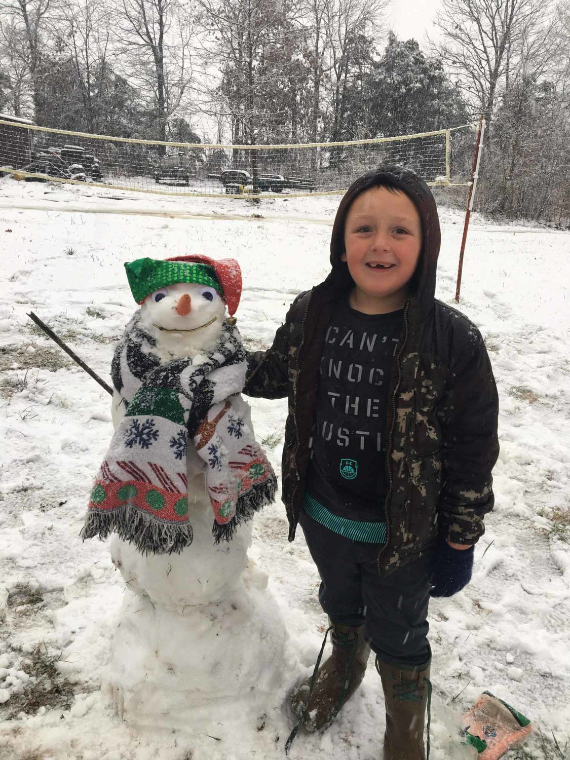 Jimmy Brizendine, a first-grader at Kingston, made his first snowman.