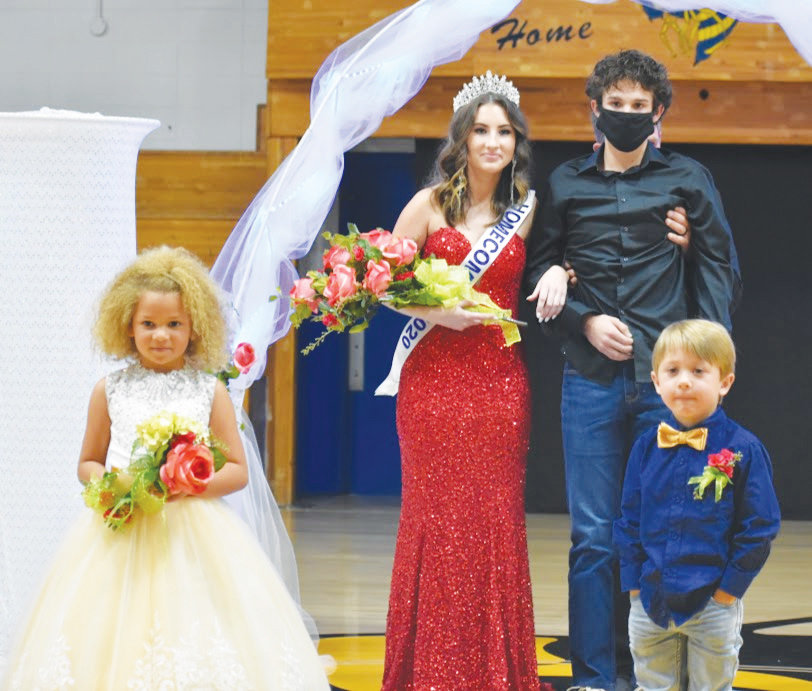 Queen Kinsley Clemons and Canton Clark, with Flowergirl Londyn Rogers and Crown Bearer Micah Robinson.