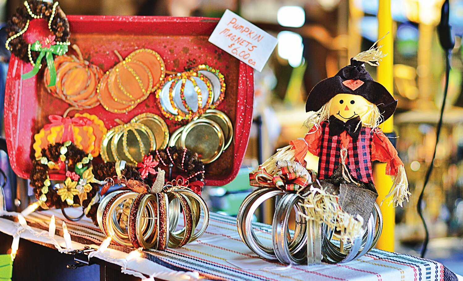 Fall-themed products line the shelves.