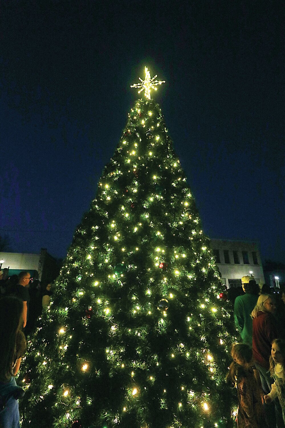 The Christmas tree is the focal point of the downtown lights.