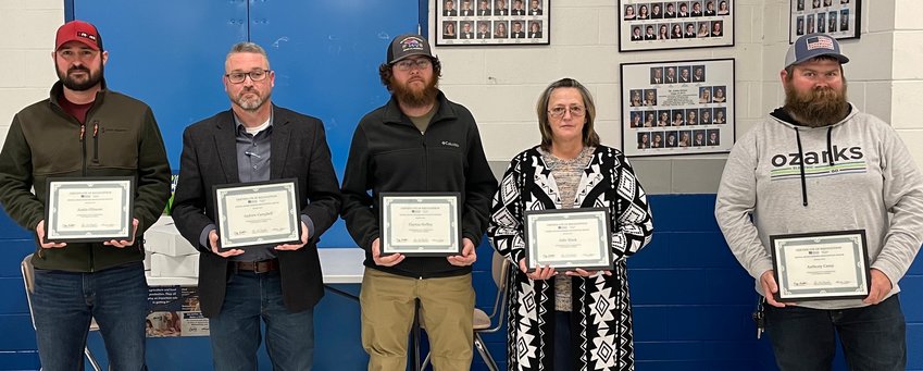 Deer/Mt. Judea School District Board of Education members are from left, Justin Gilmore, Andrew Campbell, Clayton Heffley, Julie Black and Anthony Casey.
