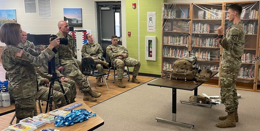 Soldiers participating in the IRT Mission: Ozark Wellness further train in their military medical specialties. Pictured  is a training exercise on the proper way of packing appropriate supplies and equipment in a medical field kit.