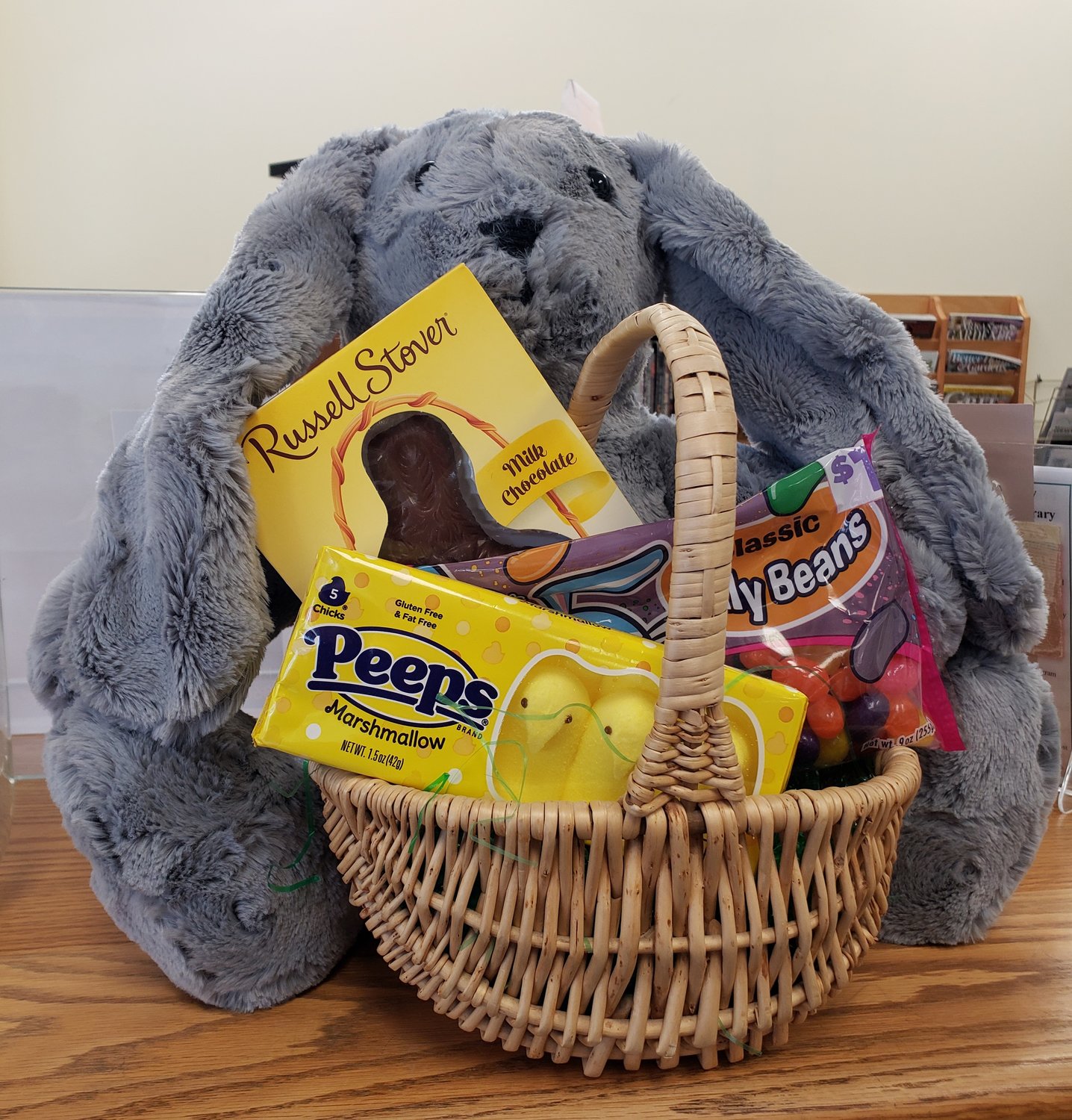 Some bunny wants to be your friend! Support the Newton County Friends of the Library by purchasing a raffle ticket for the FOL's Easter Raffle. The raffle prize is a large, very soft, gray stuffed bunny; a basket and candy.