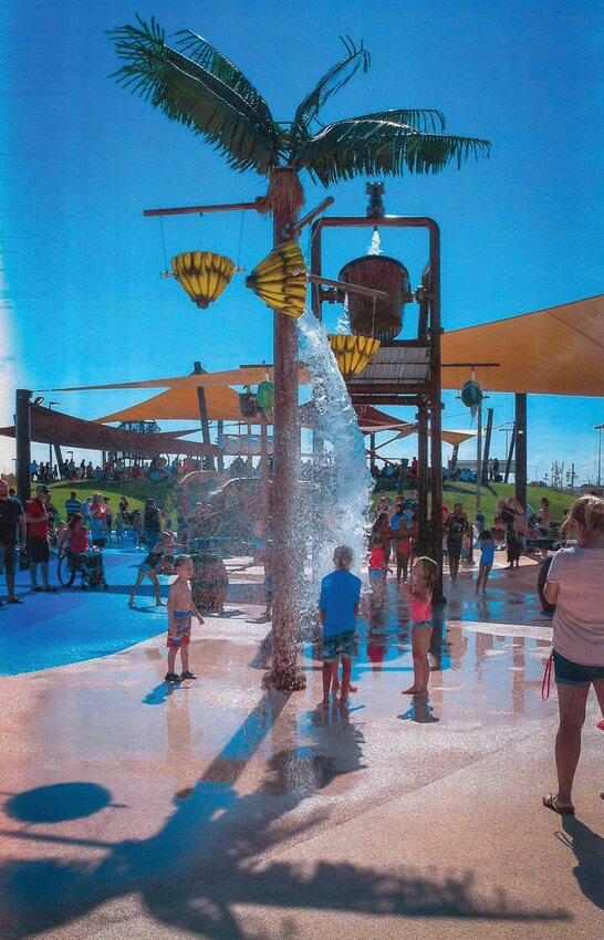 A photo of Queen Creek’s Splash Pads.  Page City Manager Darren Coldwell said, “The Phoenix area and Phoenix proper hasn't built a swimming pool since the 1980s. And the reason being is because of the expense.”