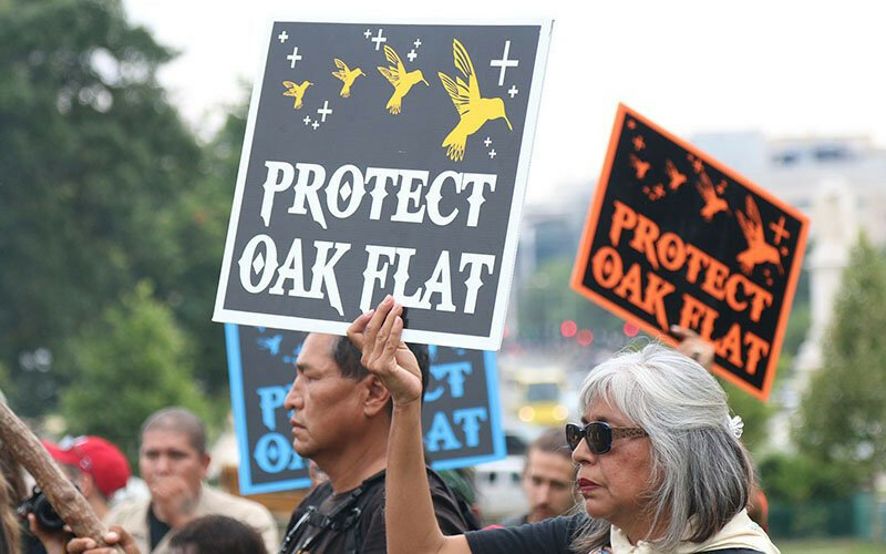 Jamie Cochran/ Cronkite News
Activists have been protesting against the Resolution Copper mine at Oak Flat for years, including this 2015 protest in Washington.