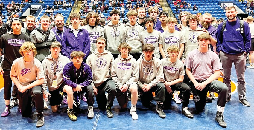 The Rochelle Hub varsity wrestling team traveled to the Grossinger Motors Arena for the start of the IHSA Team State Championships on Friday. The Hubs fell to Montini 56-22 to conclude the season with a 24-7 record.