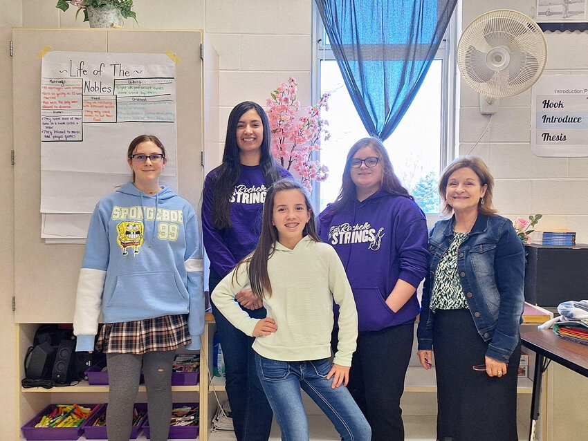 RMS Seventh Grade Speech Coaches Ms. Jessica Hickey and Mrs. Theresa Crystal, and team members Arabella Maruffo, Daphne Wise, and Savannah Goodrich.
