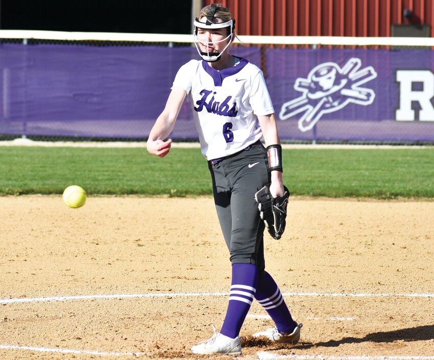 Junior Lauren Dyer threw a complete game to lead the Rochelle Lady Hub varsity softball team over Forreston on Friday evening.