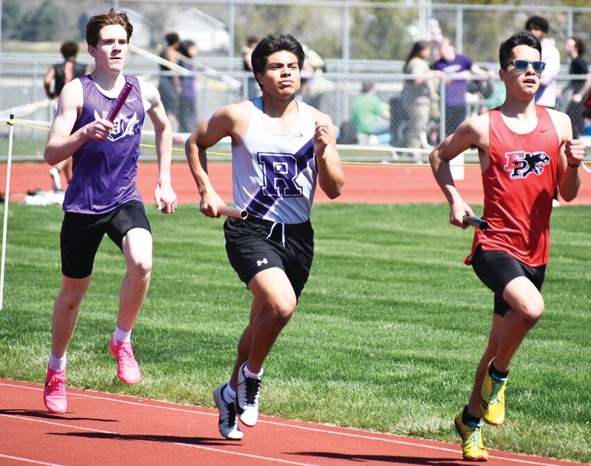 Senior Irving Escalante hits his stride during the 3200-meter relay.