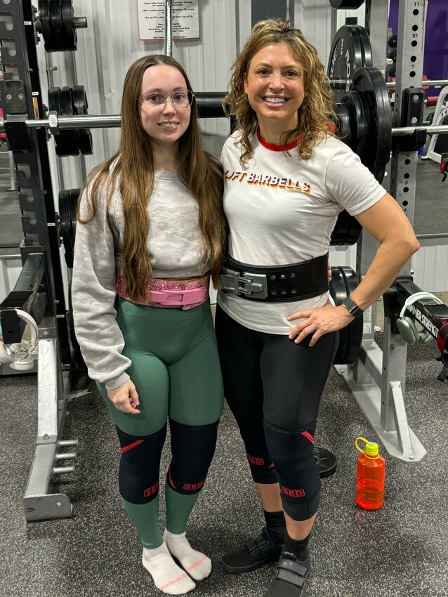 Mariah Ambler, left, and Cheryl Stewart of Mendota competed in a recent weightlifting event.