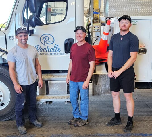 Rochelle Municipal Utilities recently welcomed home three members of its electric department that worked on storm recovery efforts in Georgia following Hurricane Helene. Linemen Jimmy Turcato, Todd Johnson and Casey Howard traveled to Georgia on Sept. 25 and returned Oct. 7.