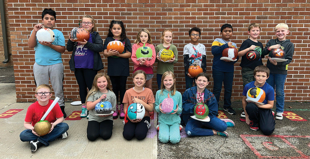 Mrs. Goslin’s fourth graders show off their pumpkin art creations. The pumpkins were provided by Jim Travi and the Amboy Lions Club.
Photo submitted