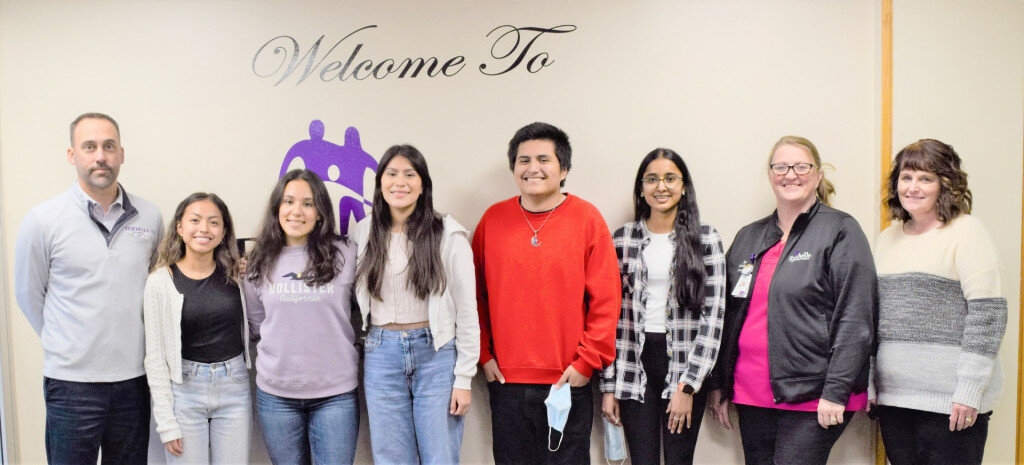 Shown left to right: Brett Zick, RTHS dean of students, Yuelma Ortiz, Jasmin Hernandez, Gisselle Robles, Gotti Fuentes, Zalak Patel, Joy Miller, RCH radiology manager and Michelle LaPage, manager of marketing, foundation & organizational development.