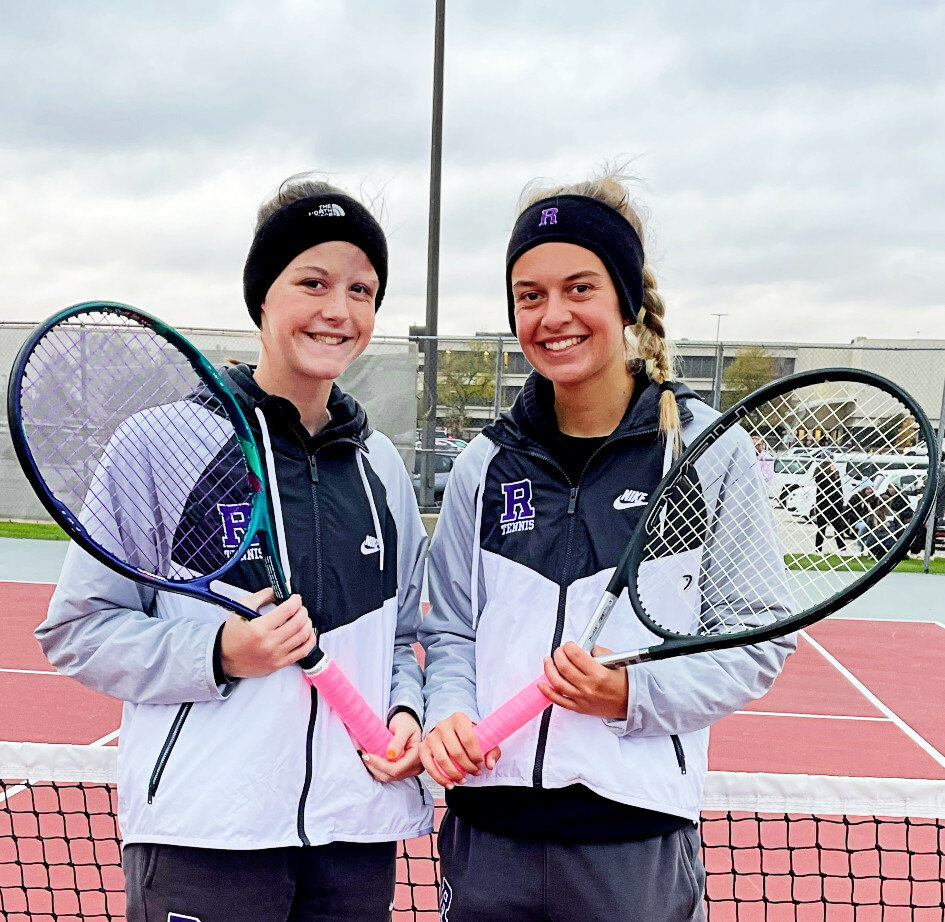 Seniors Jordin Dickey and MeLisa Young represented the Rochelle Lady Hub varsity tennis team at the IHSA 1A State Championship tournament this past Thursday. (Courtesy photo)